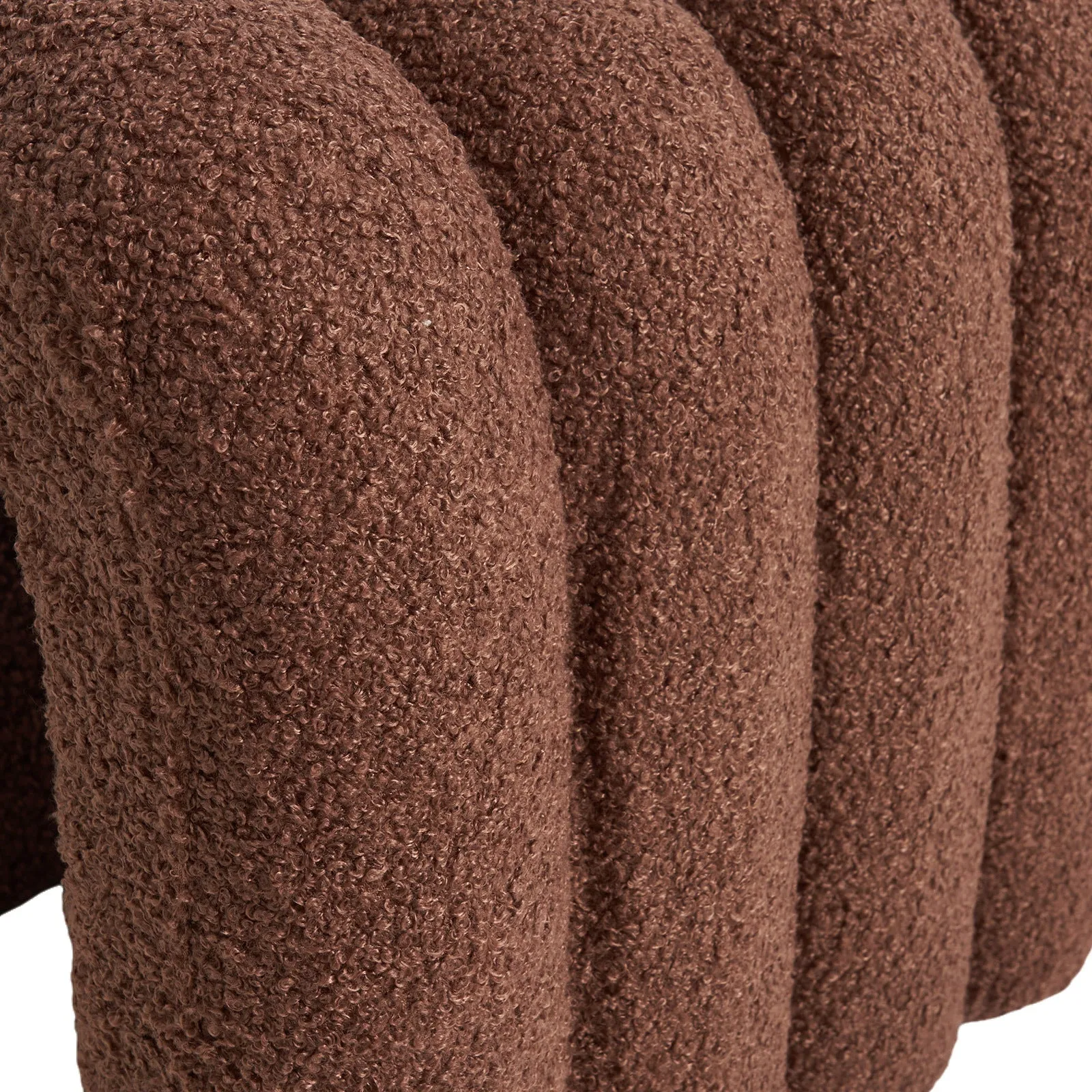 2X Ridge Arch Ottoman Stool | Teddy Fleece Fabric Foot Rest | 45cm | Brown