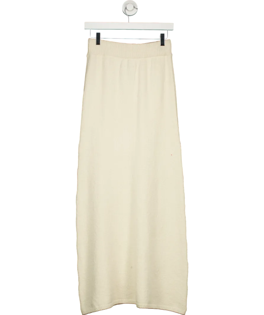 almada label Cream Cotton Boucle Knit Umi Skirt, Shell UK S