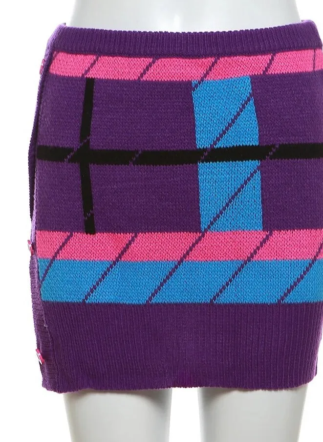 Casual Knitted Pullovers Plaid Lace Up Warm Sweater