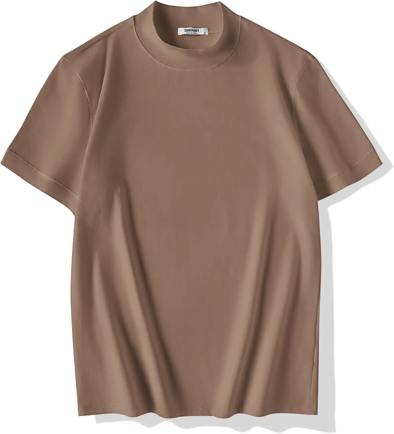 COOFANDY Mens Mock Turtleneck Shirts Casual Premium Cotton Short Sleeve Shirt 2025 Basic Half Neck T-Shirts
