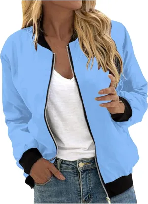 Firzero Womens Jackets Dressy Casual Bomber Jackets Casual Zip Up Fall Coat Long Sleeve Windbreaker Lightweight Fall Jackets