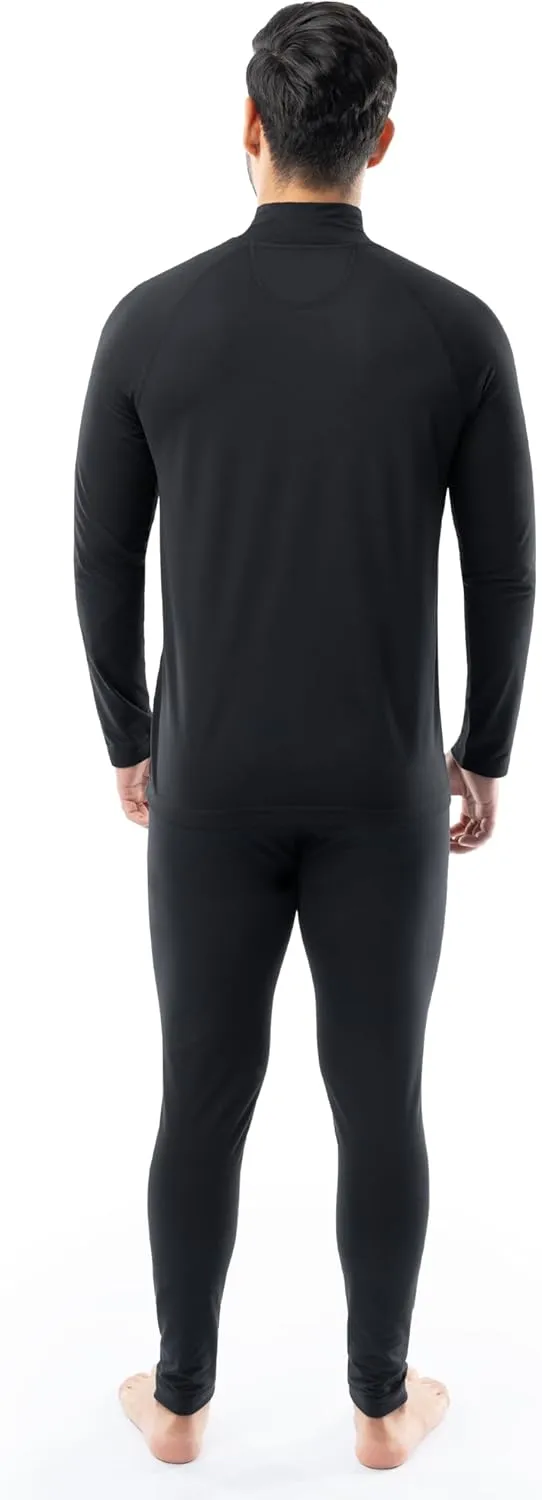 Fruit of the Loom Men's Sueded Jersey Mock Neck Thermal Underwear Base Layer Set