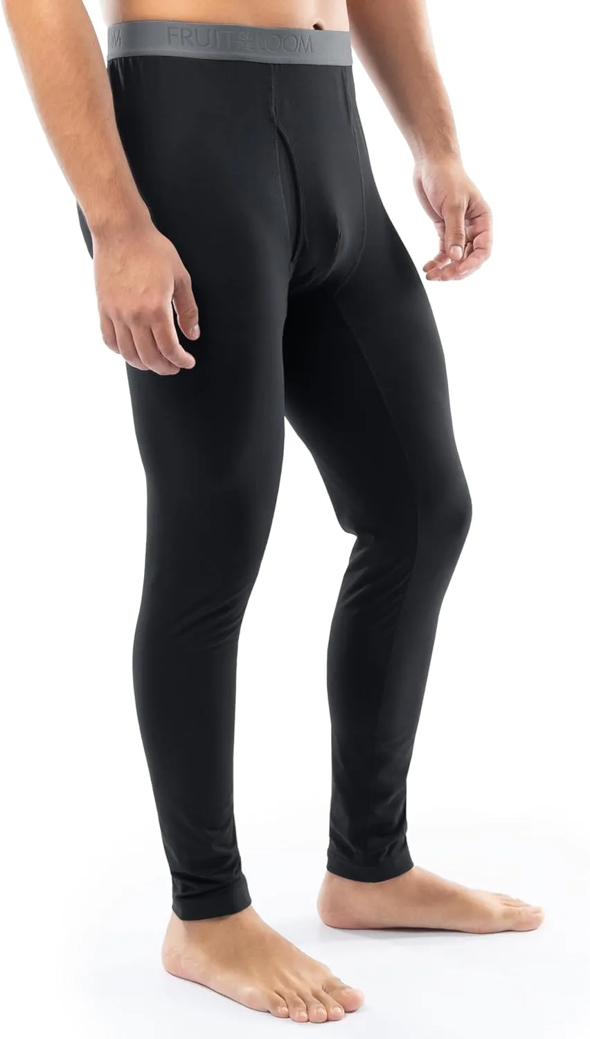 Fruit of the Loom Men's Sueded Jersey Mock Neck Thermal Underwear Base Layer Set