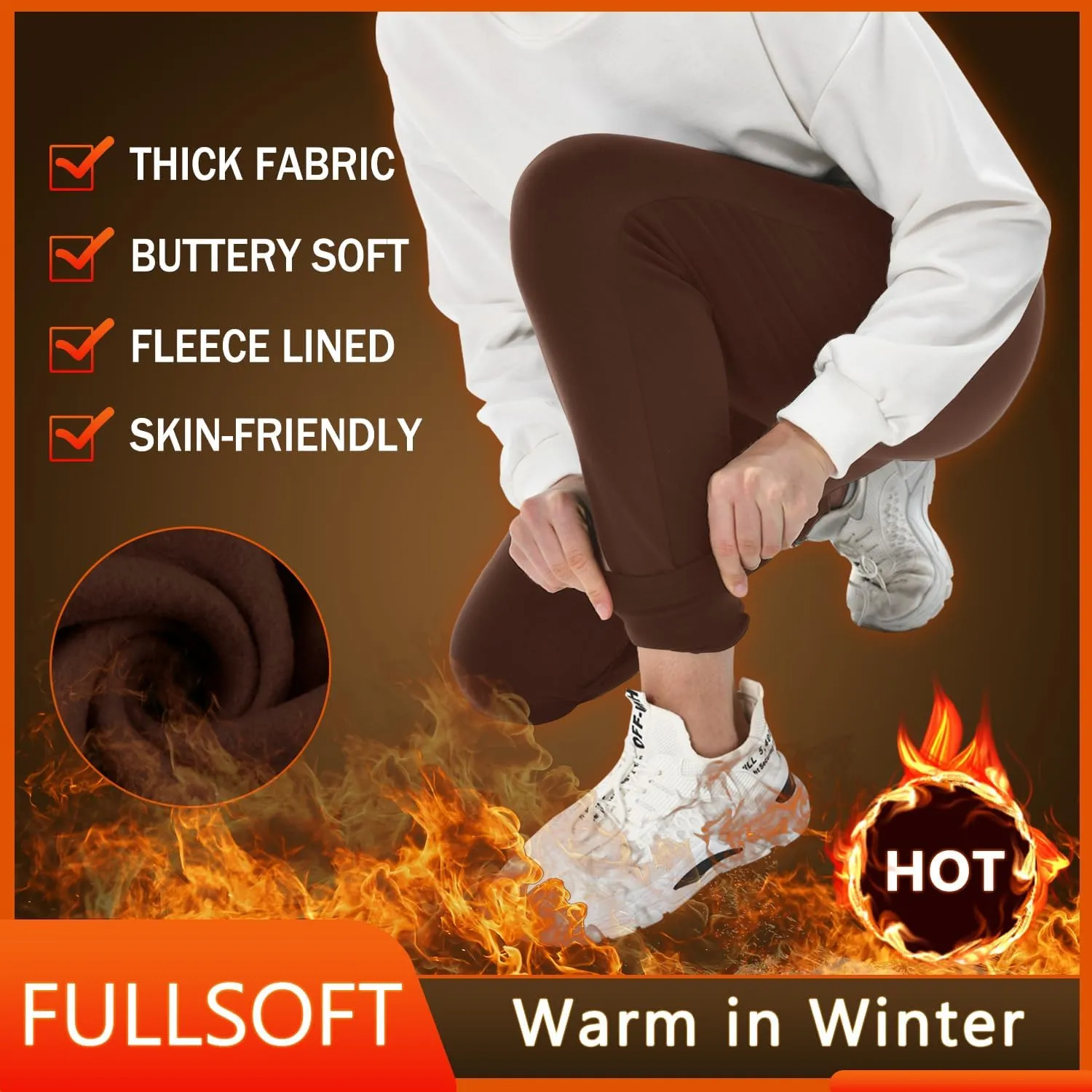 FULLSOFT Fleece Lined Sweatpants for Women-Women's Thermal Joggers with Pockets Lounge Leggings for Workout Running Winter