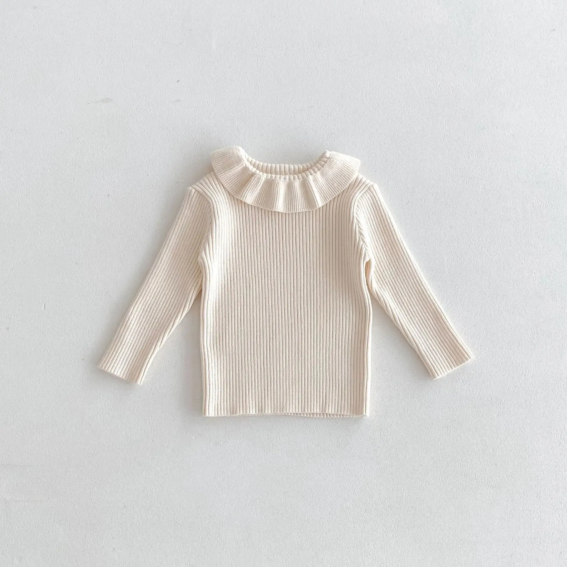 Girls' Solid Knitted Lapel Top