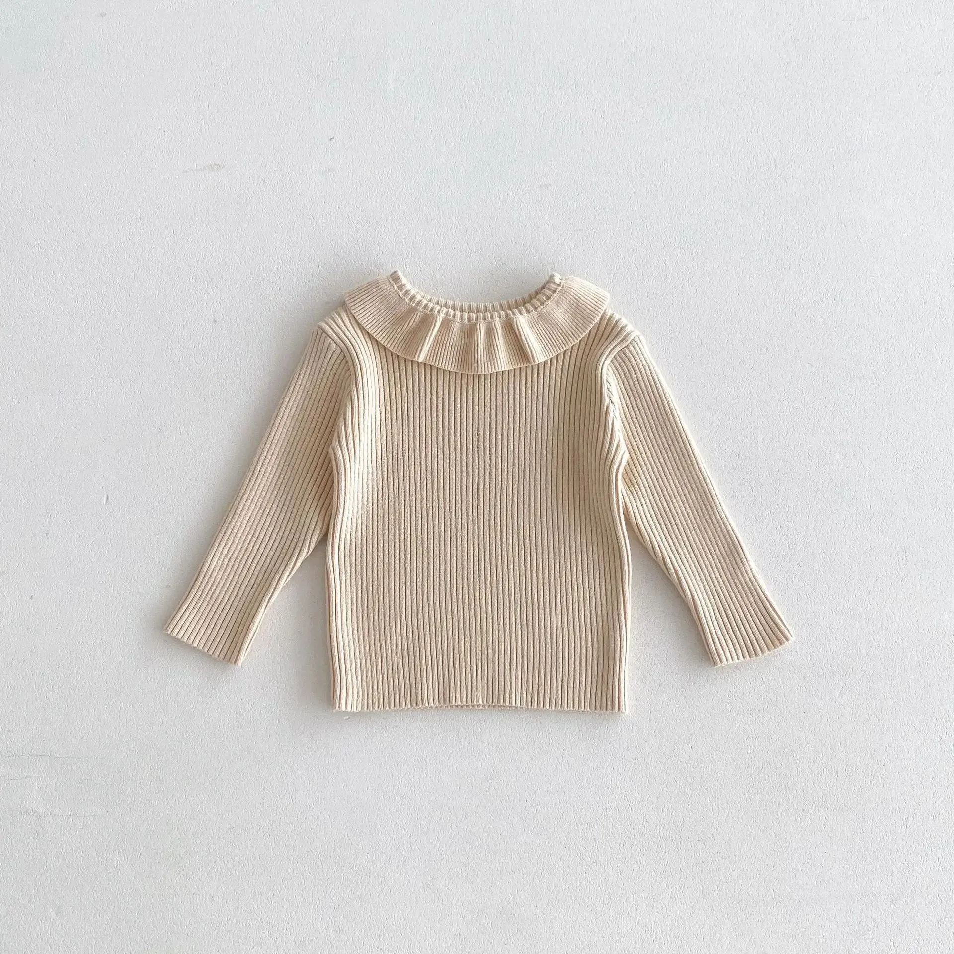 Girls' Solid Knitted Lapel Top