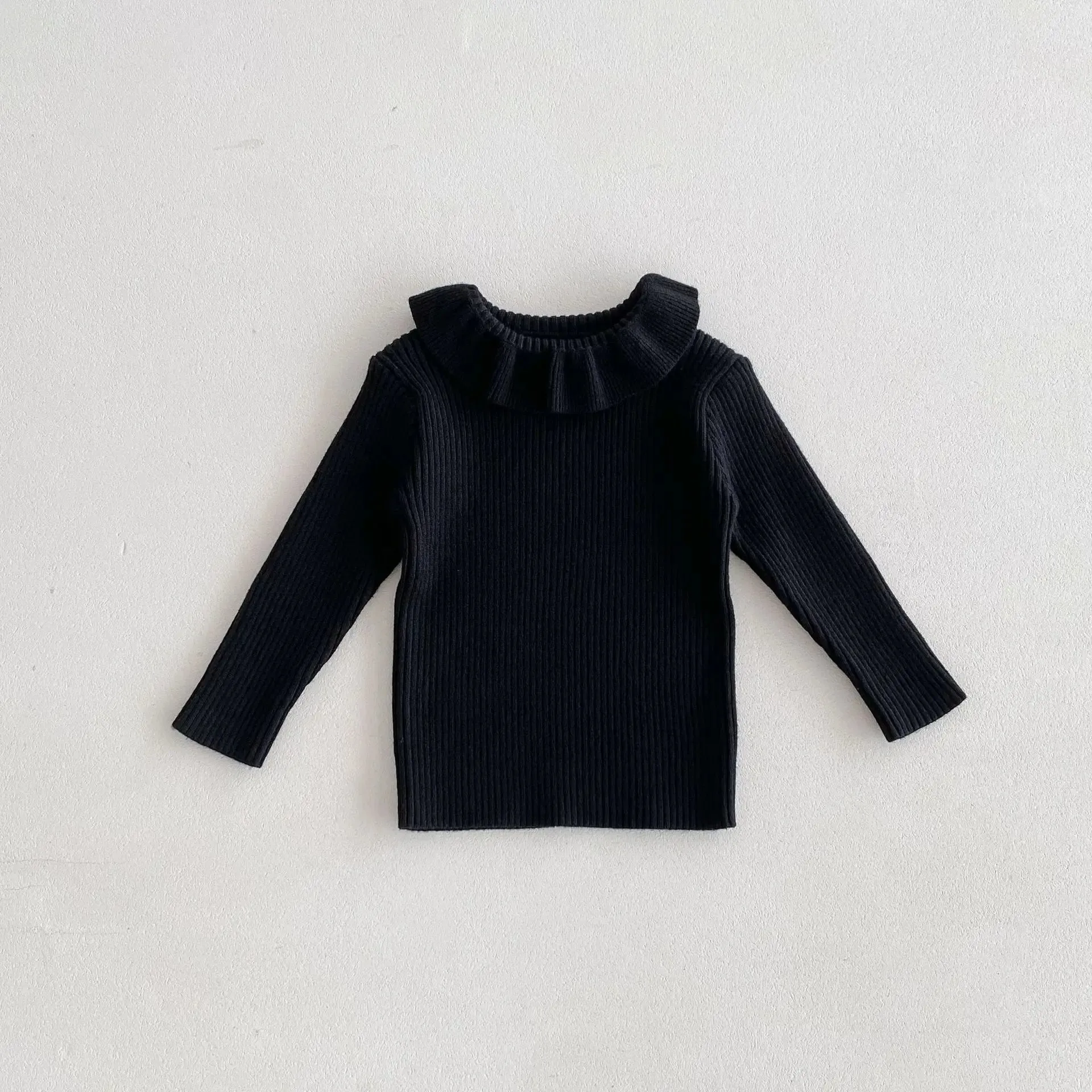 Girls' Solid Knitted Lapel Top