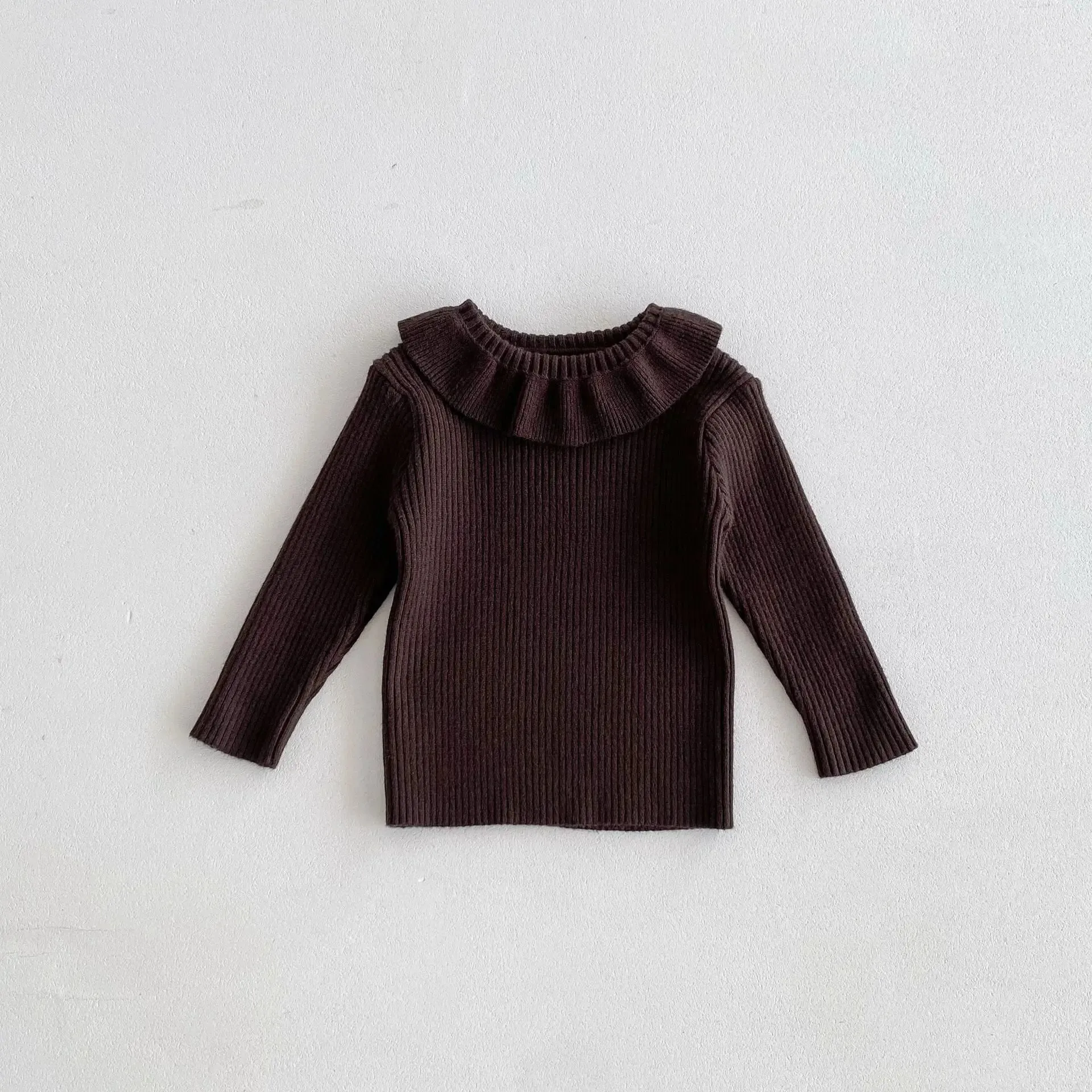 Girls' Solid Knitted Lapel Top