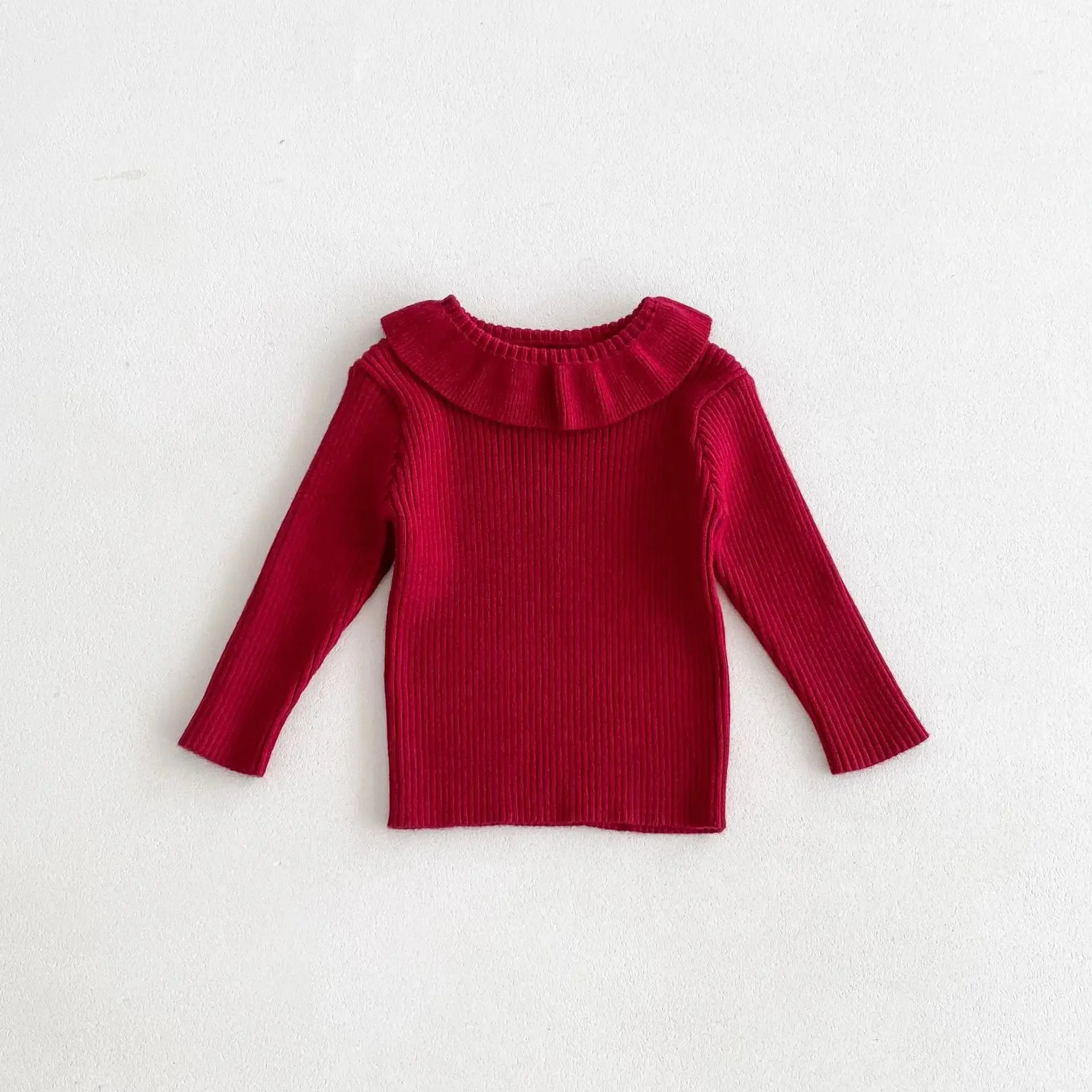 Girls' Solid Knitted Lapel Top