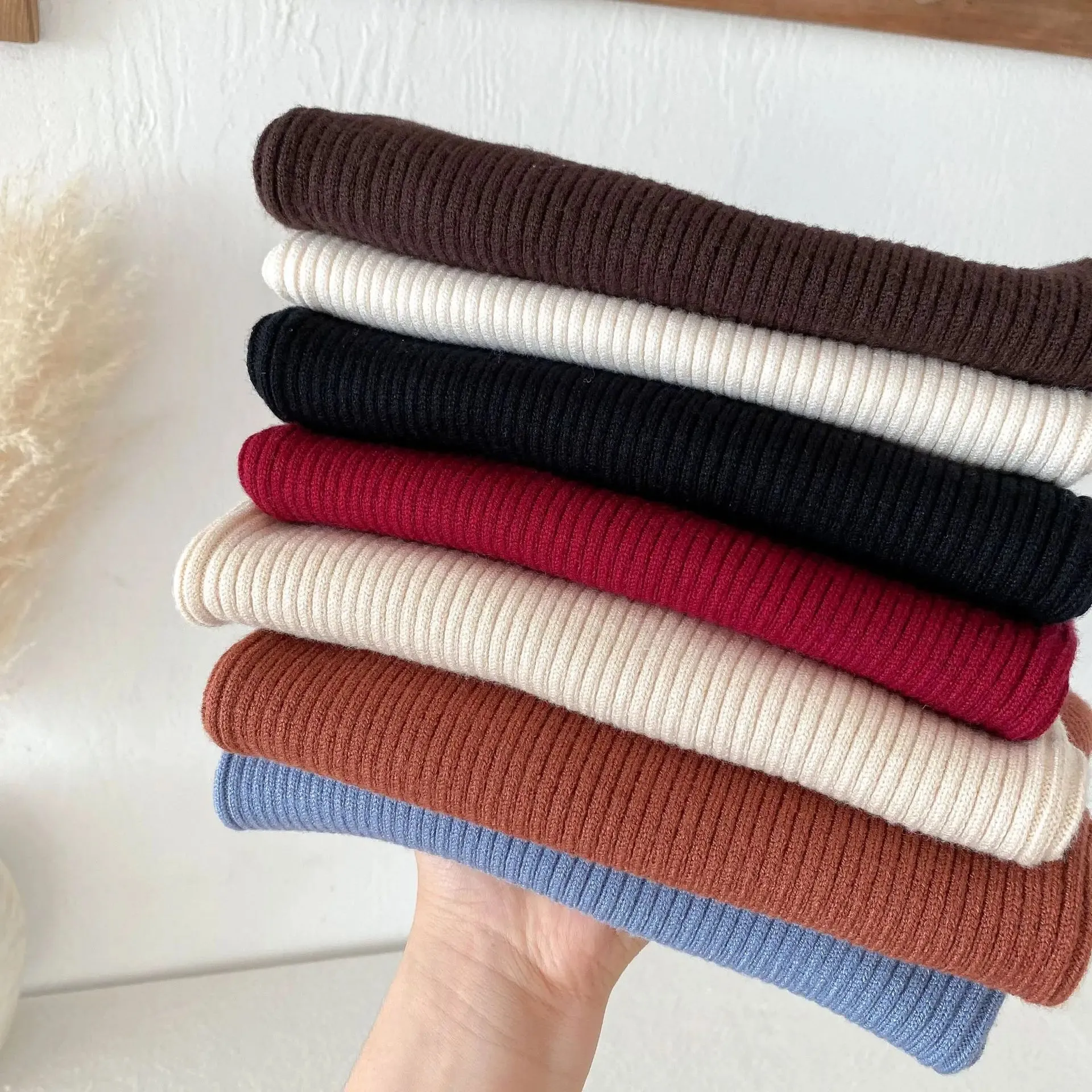 Girls' Solid Knitted Lapel Top