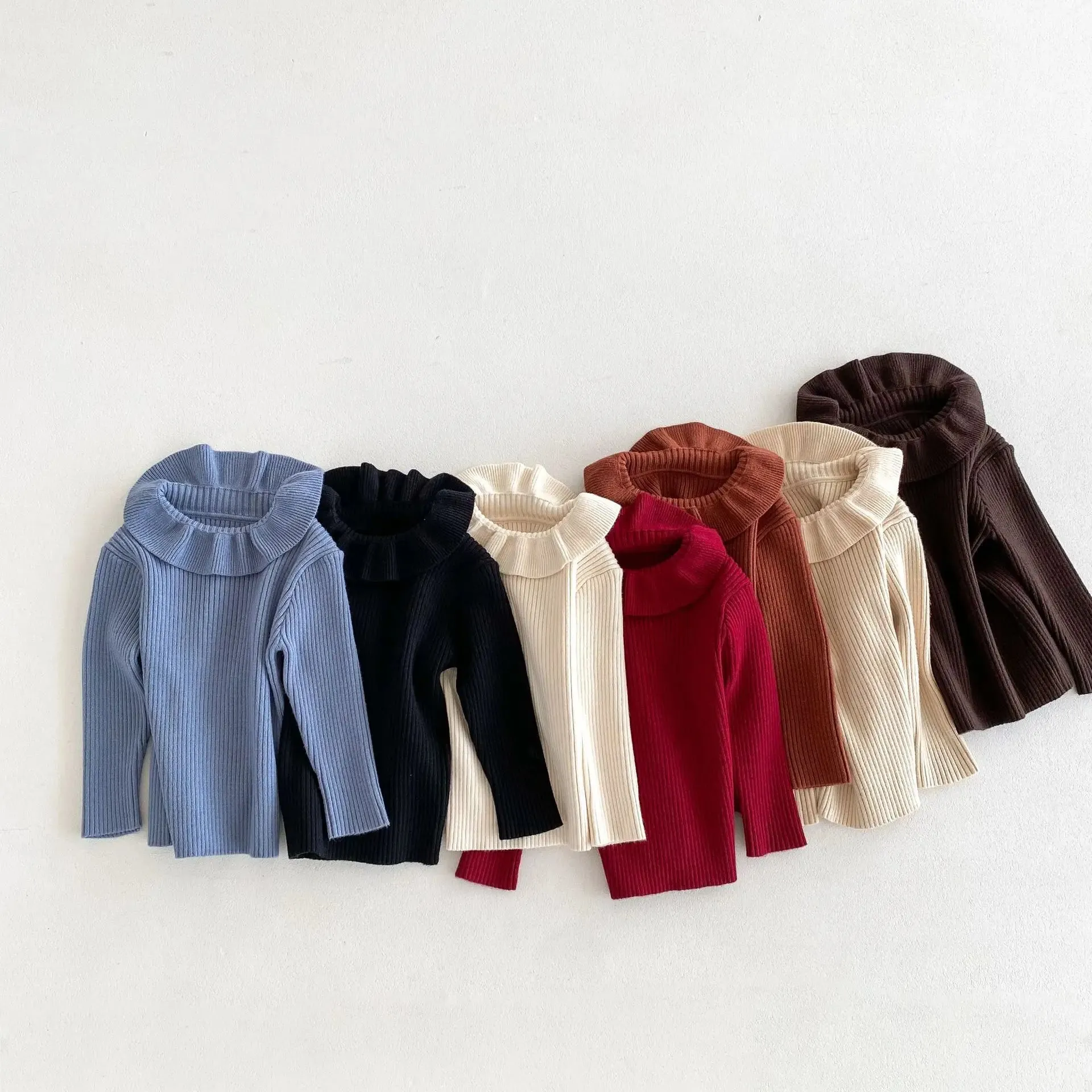 Girls' Solid Knitted Lapel Top