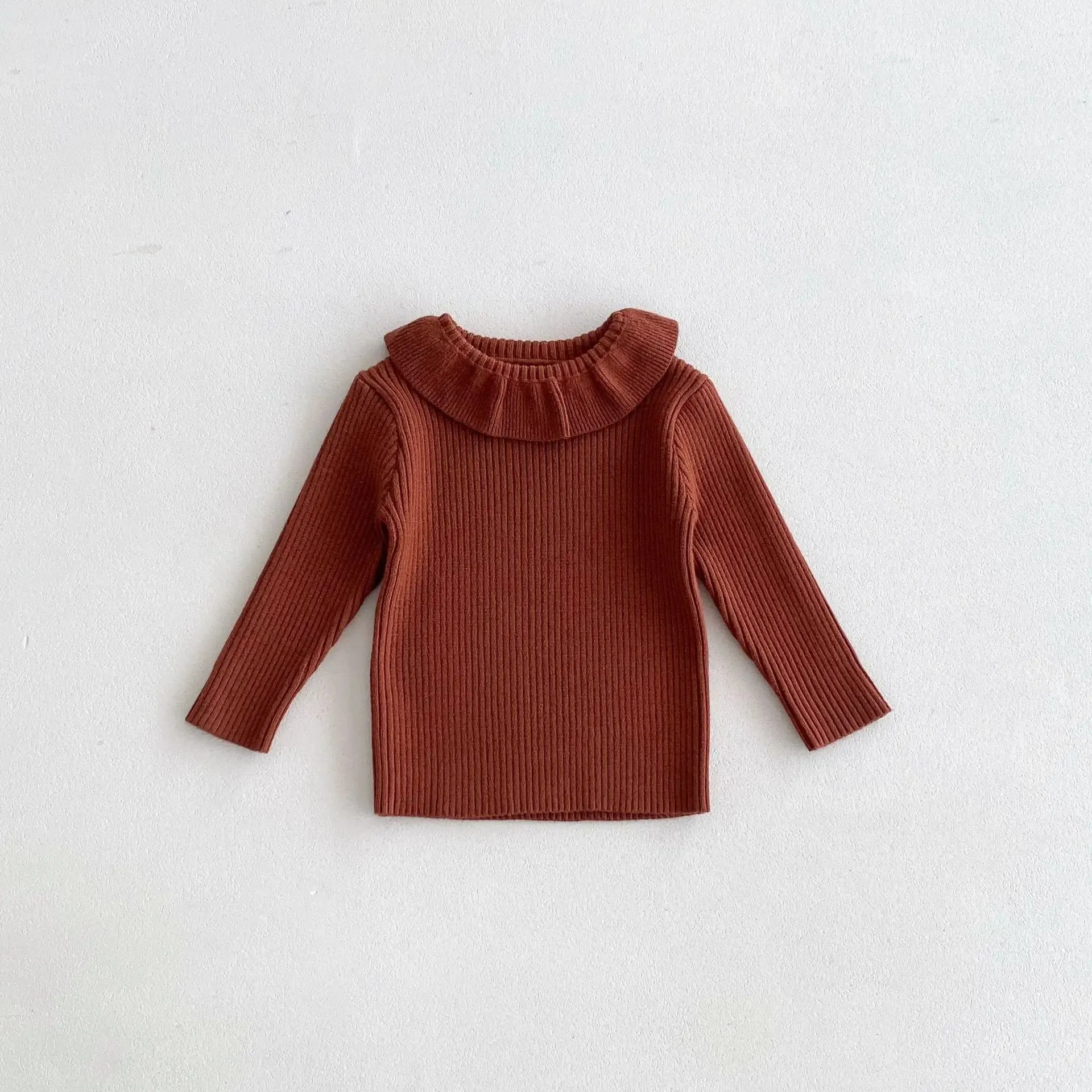 Girls' Solid Knitted Lapel Top