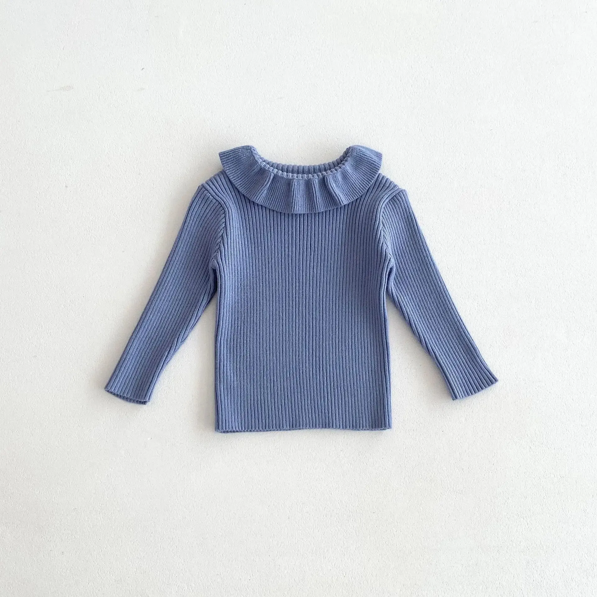 Girls' Solid Knitted Lapel Top