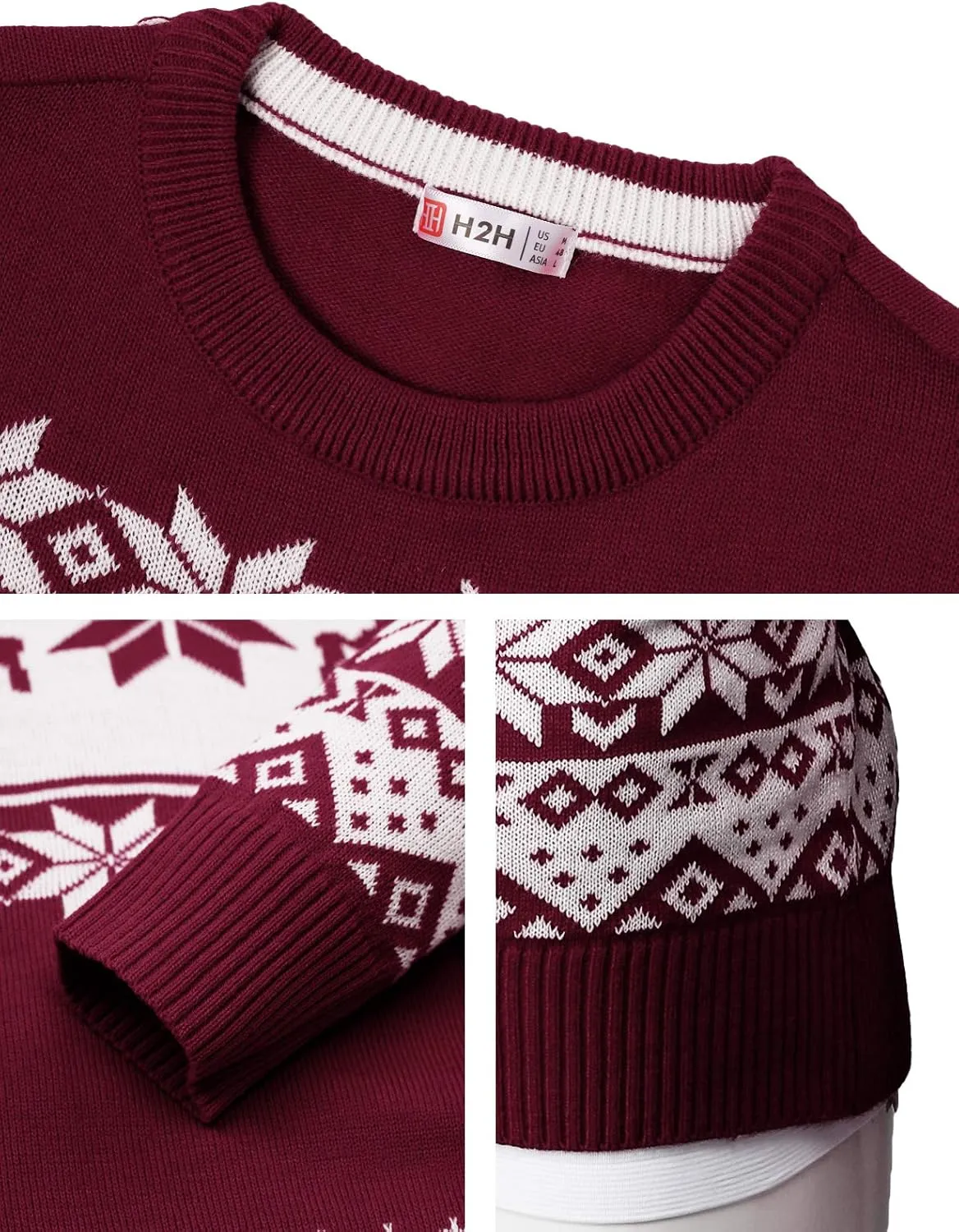 H2H Mens Casual Slim Fit Knitted Christmas Sweaters Holiday Party