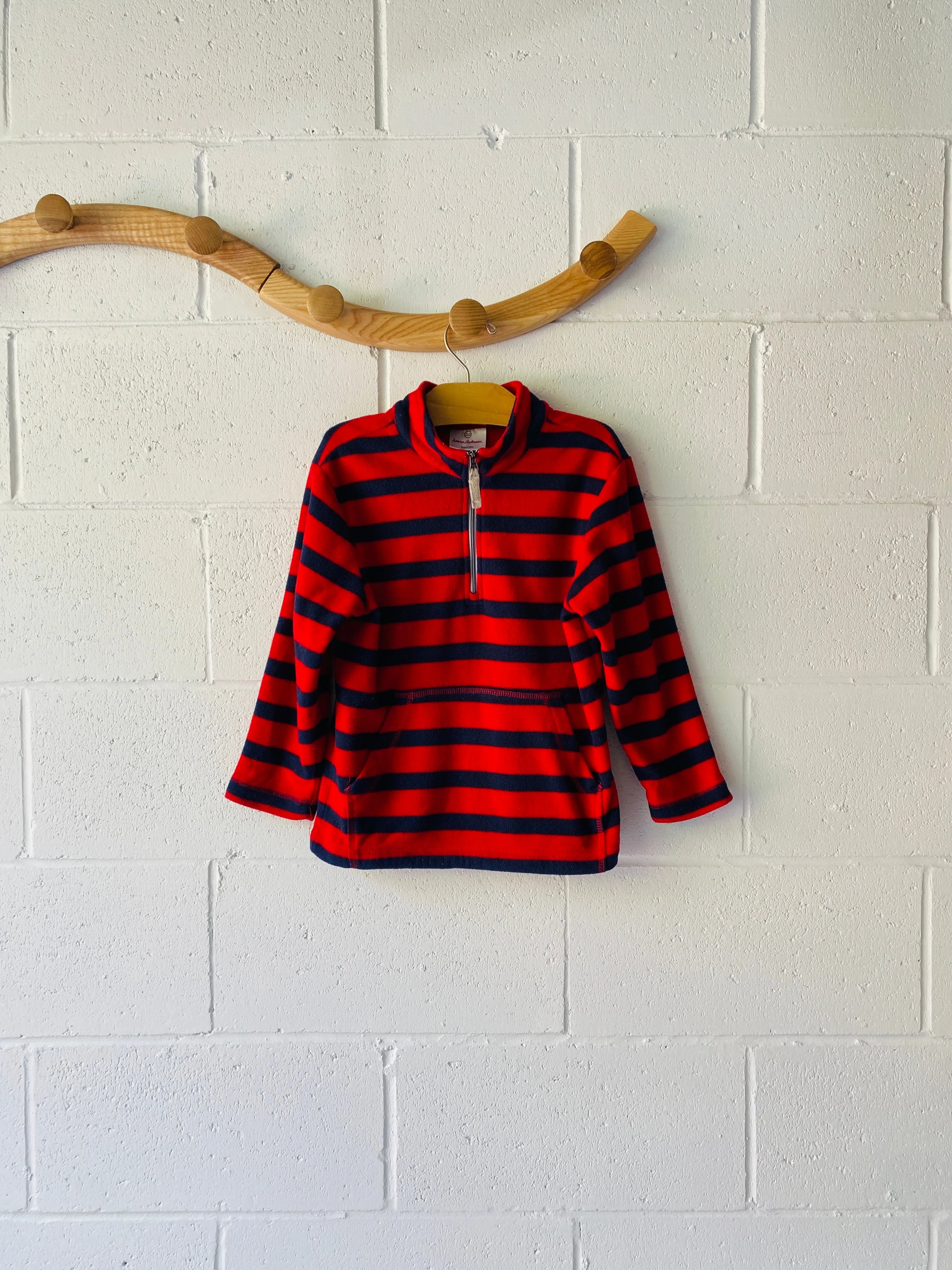 hanna andersson Striped Fleece Quarter Zip, 5 years (110)
