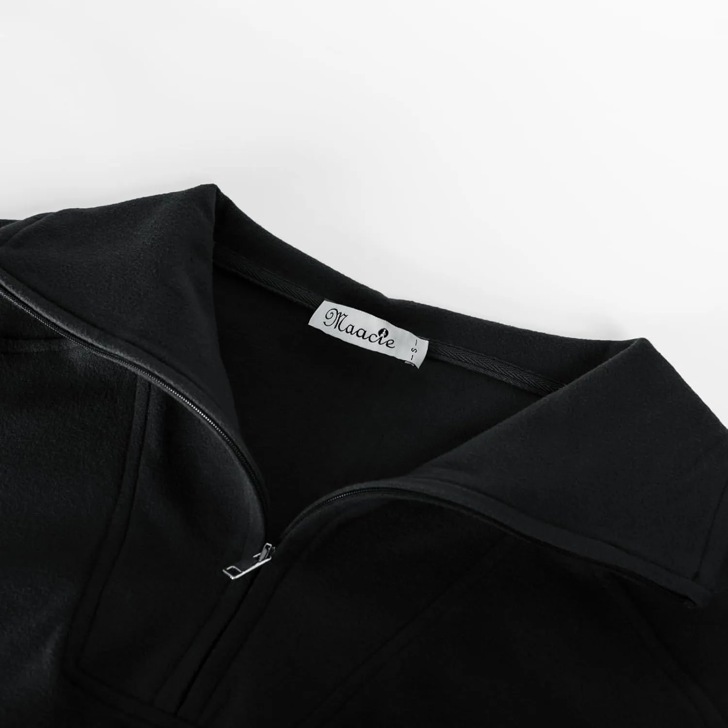 Maacie Maternity Sweatshirts Lapel Half Zip Thermal Fleece Pullover with Thumbholes & Kangaroo Pocket