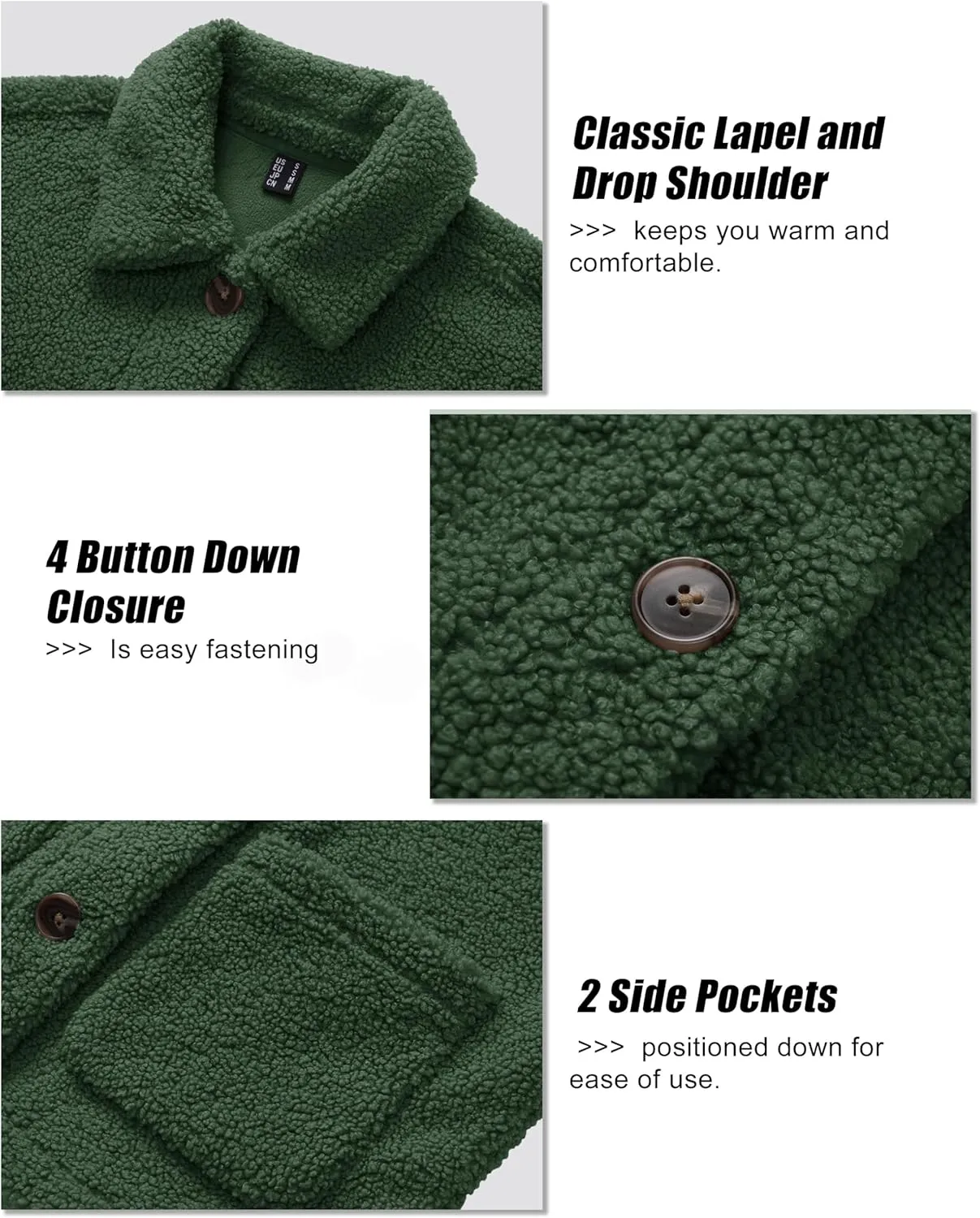 MAGCOMSEN Womens Sherpa Fleece Jackets Fuzzy Warm Winter Jackets Button Down Coat Long Sleeve Outwear with Pockets