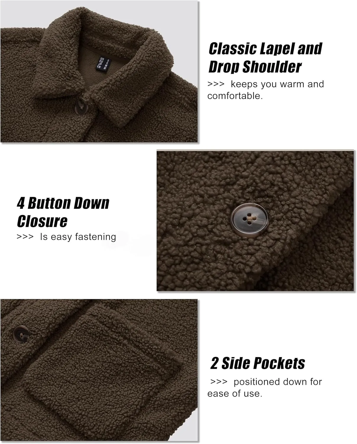 MAGCOMSEN Womens Sherpa Fleece Jackets Fuzzy Warm Winter Jackets Button Down Coat Long Sleeve Outwear with Pockets