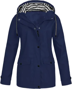 maisdgop Raincoats for Women Waterproof Long Hooded Trench Coats Winter Fall Travel Hiking Windbreaker Outerwear With Hooded