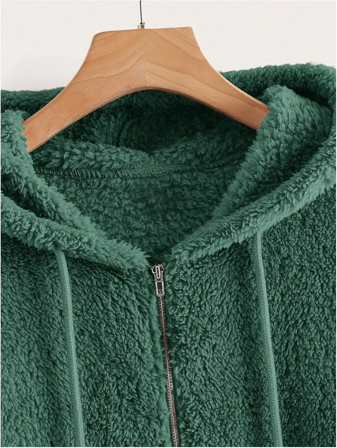 MakeMeChic Women's Faux Fur Coat Long Sleeve Zip Up Fuzzy Hoodie Lightweight Teddy Bear Fleece Jacket