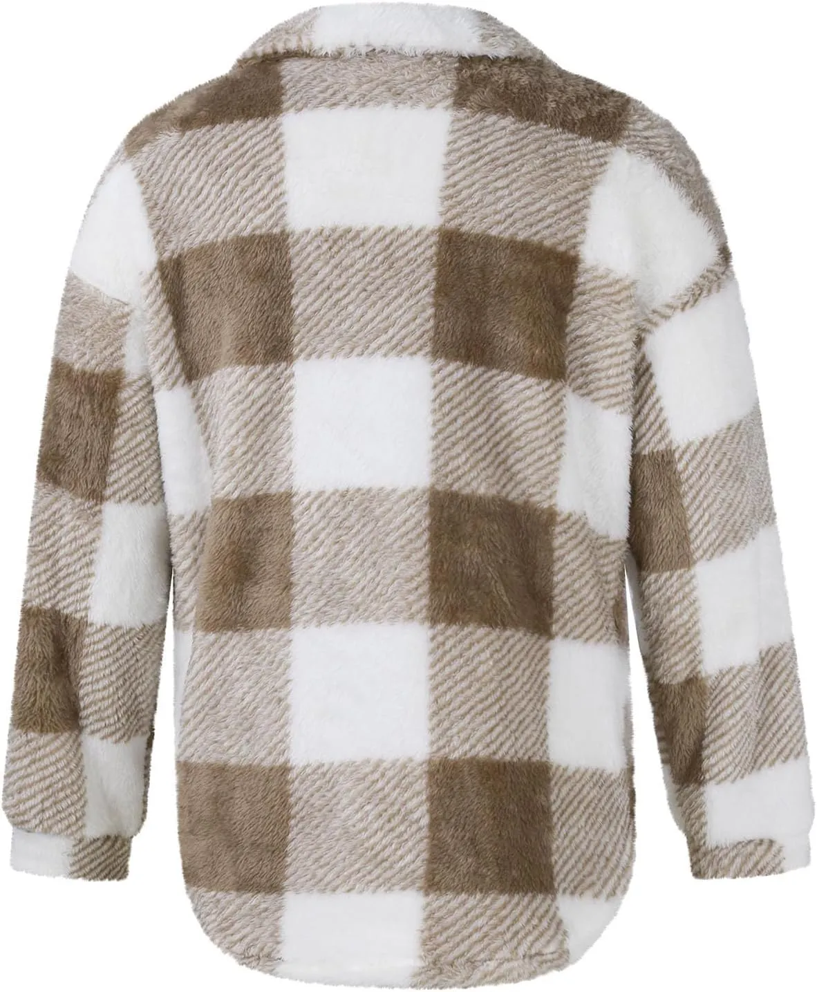 Plaid Flannel Shacket Women Button Down Plus Size Sherpa Fleece Shirt Jacket Long Sleeve Warm Fuzzy Teddy Coats