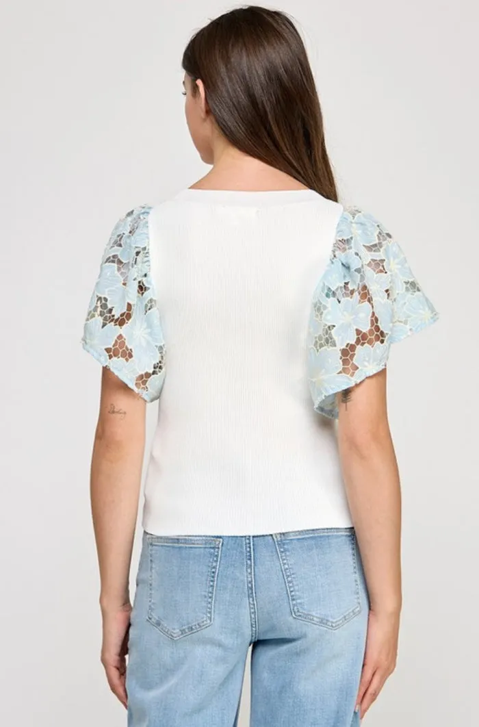 Short Crochet Sleeve Top - NEW!