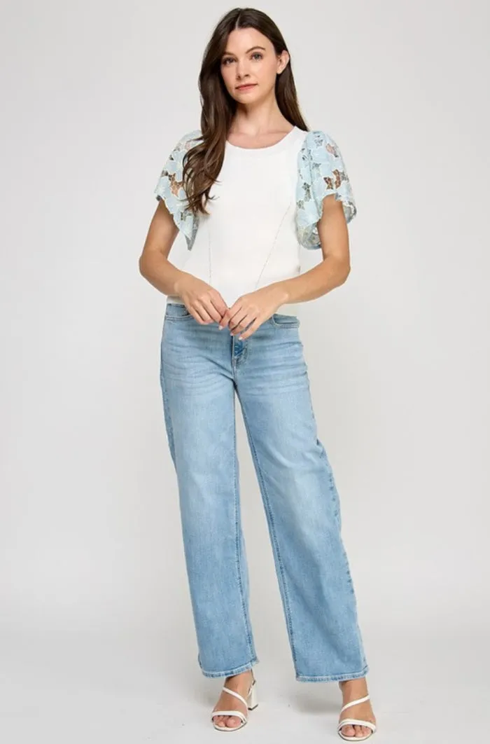 Short Crochet Sleeve Top - NEW!