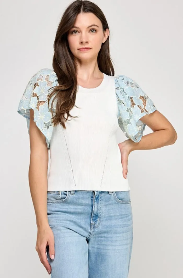 Short Crochet Sleeve Top - NEW!