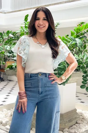 Short Crochet Sleeve Top - NEW!