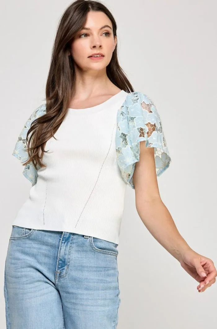 Short Crochet Sleeve Top - NEW!