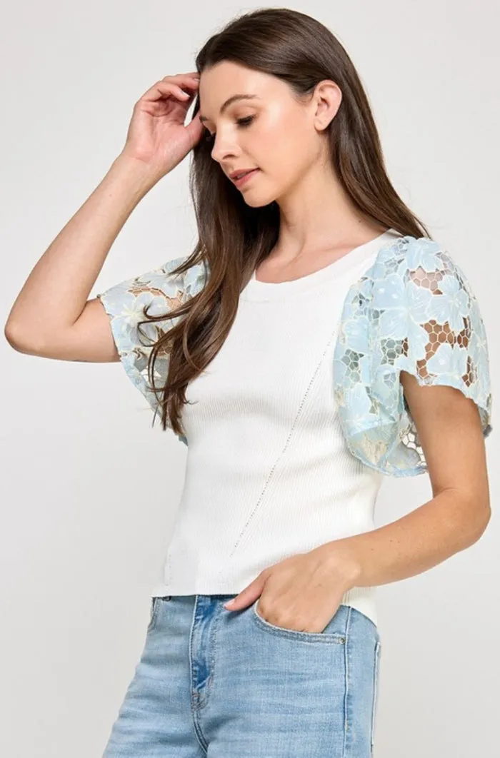 Short Crochet Sleeve Top - NEW!