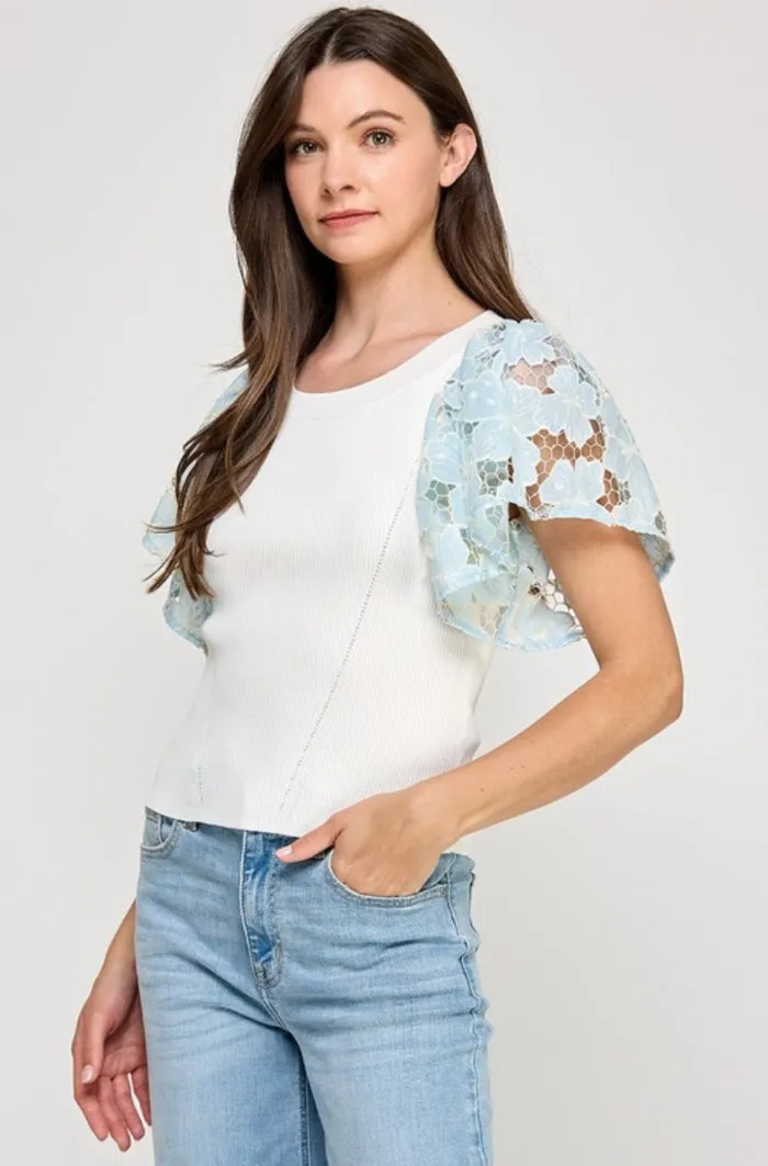 Short Crochet Sleeve Top - NEW!