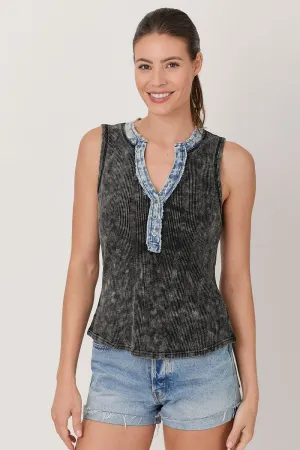 Sleeveless Henley Top
