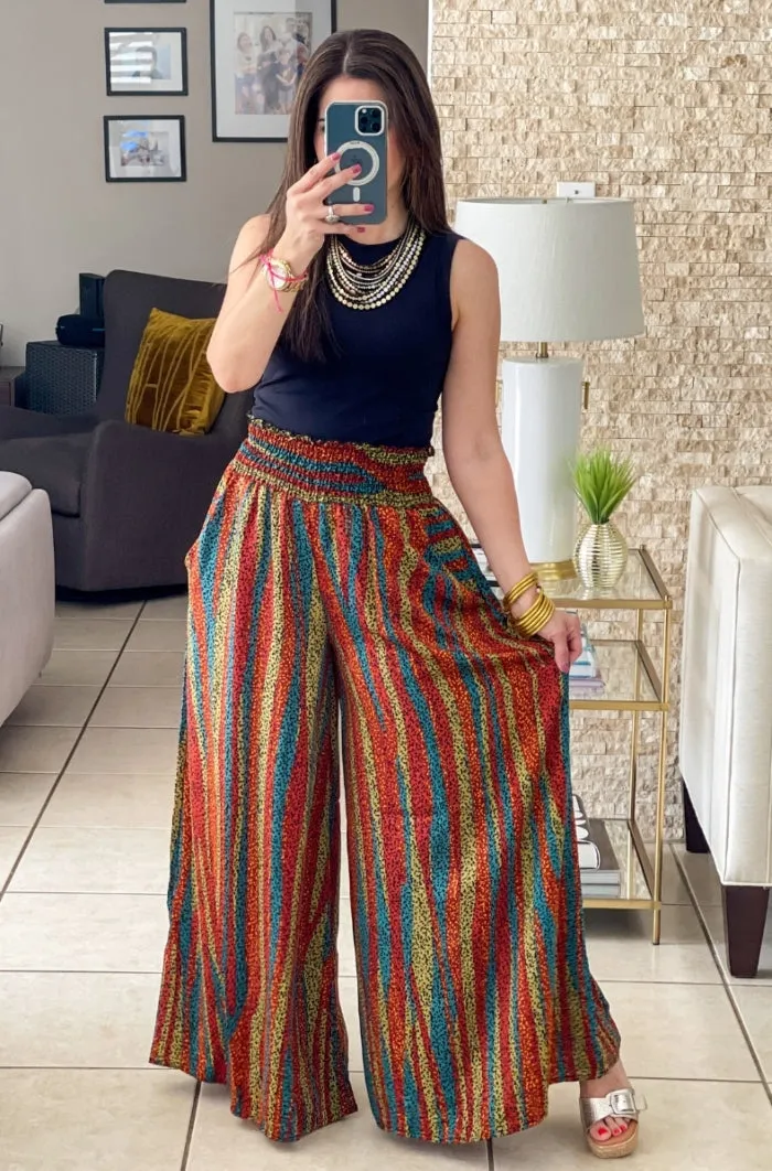Smocked Waistband Maxi Pants