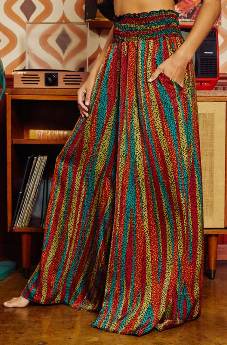Smocked Waistband Maxi Pants