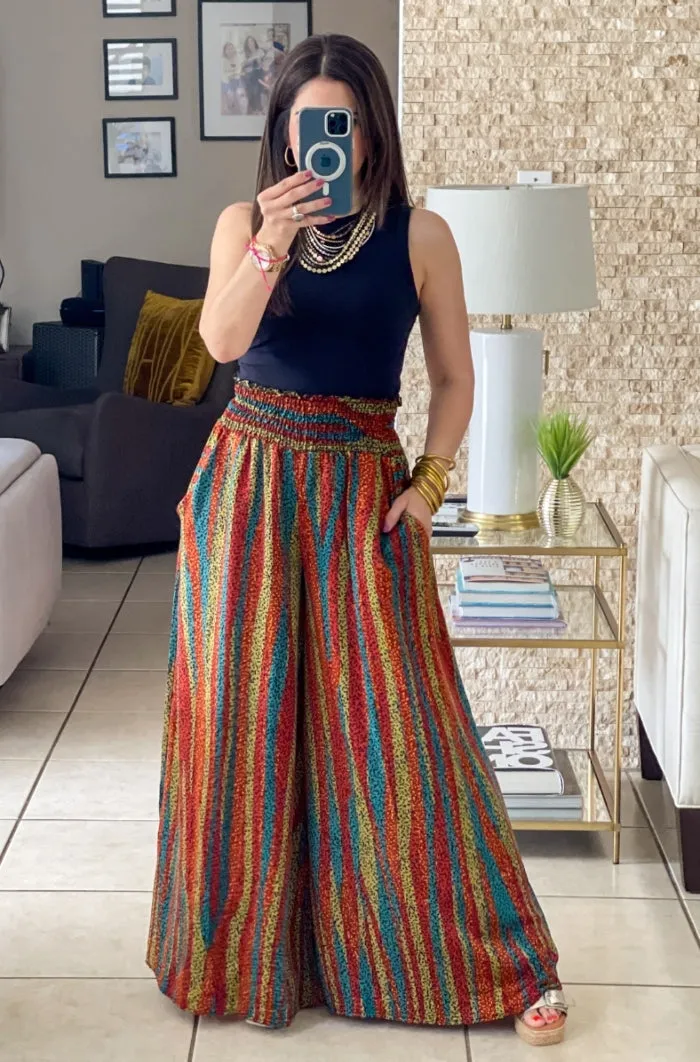 Smocked Waistband Maxi Pants