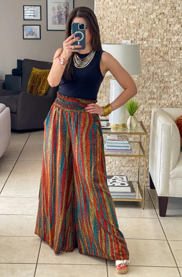 Smocked Waistband Maxi Pants