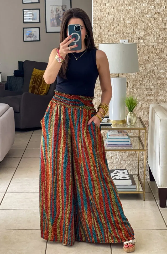 Smocked Waistband Maxi Pants