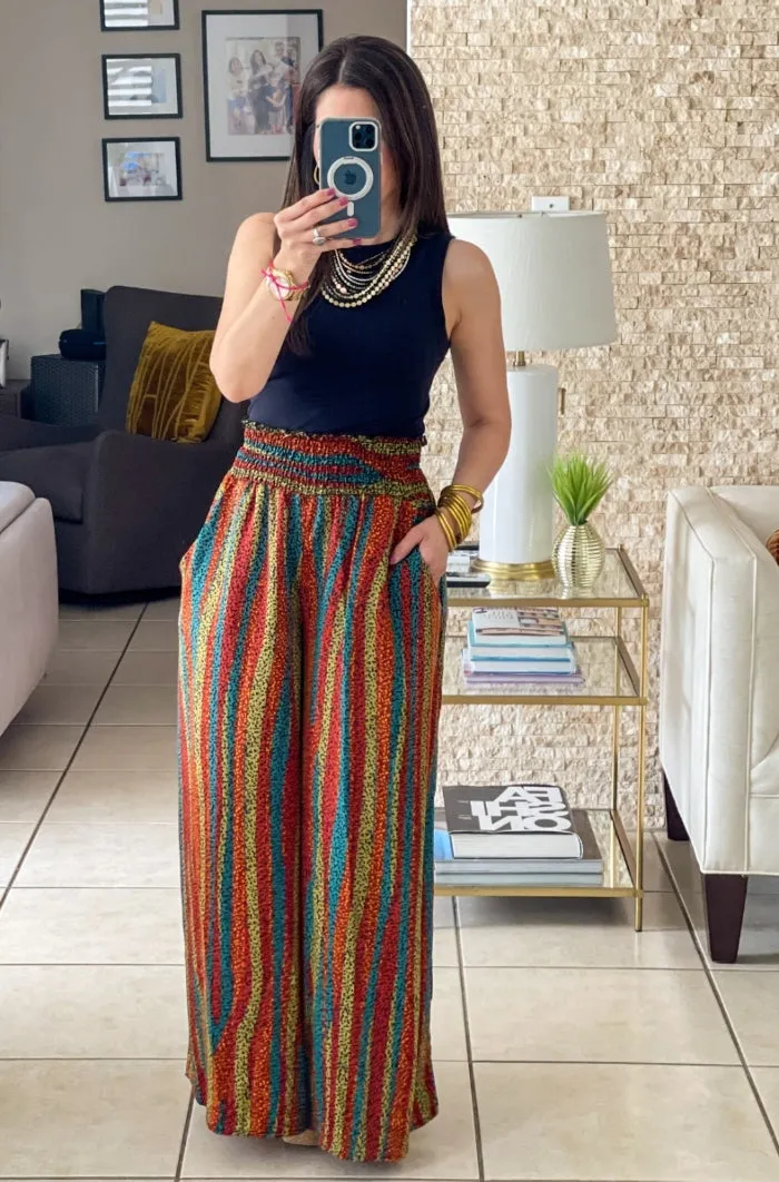 Smocked Waistband Maxi Pants