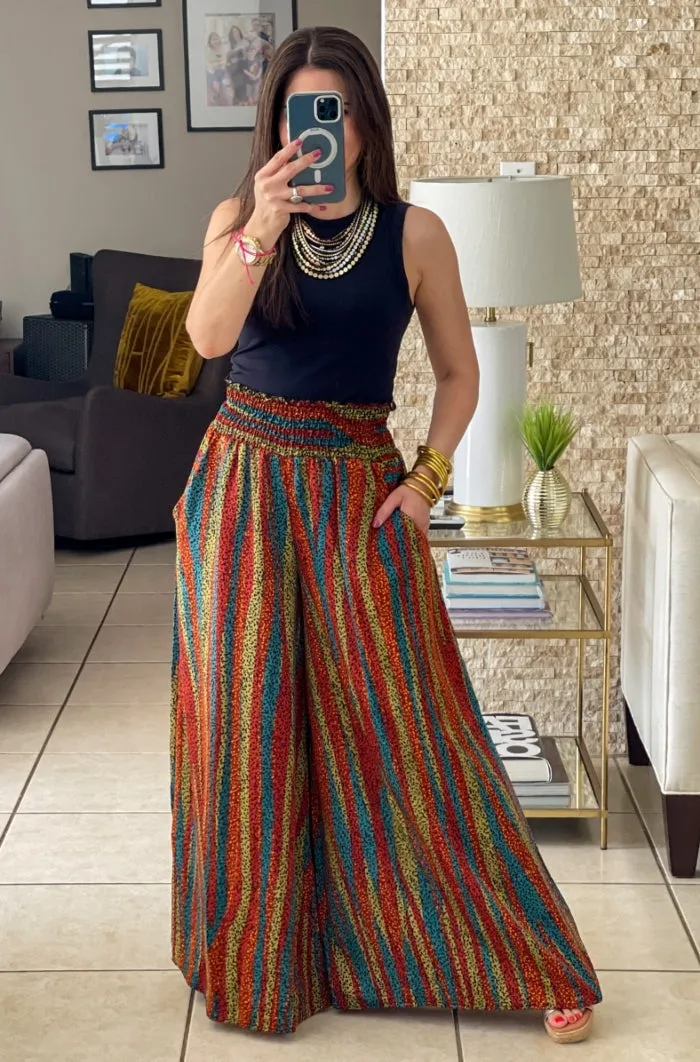 Smocked Waistband Maxi Pants