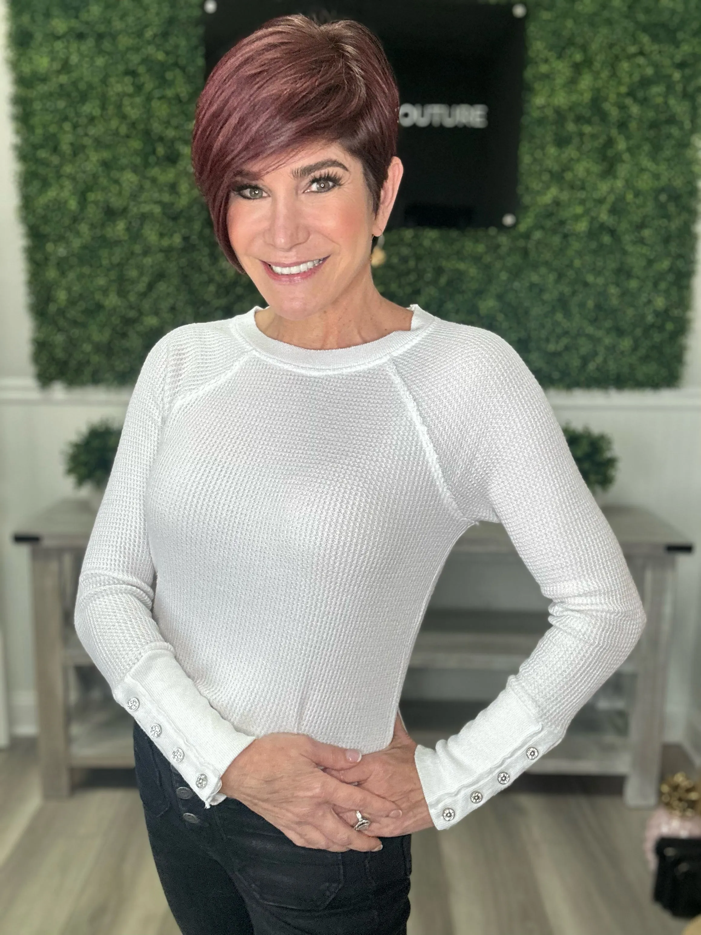 Sparkly Shane Waffle LS Top