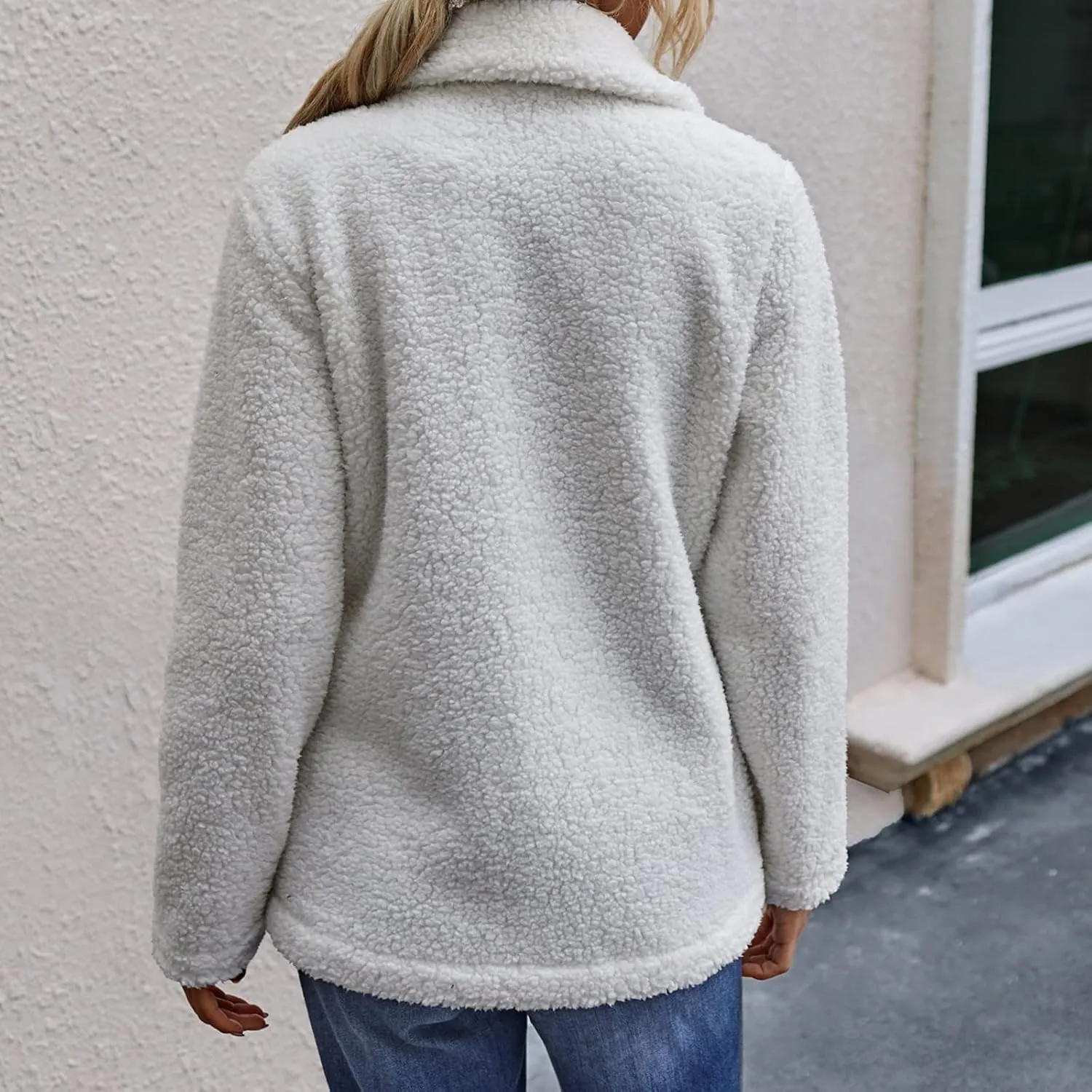 Women's Casual Fashion Loose Solid Color Hat Plus Fleece Collar Pocket Jacket